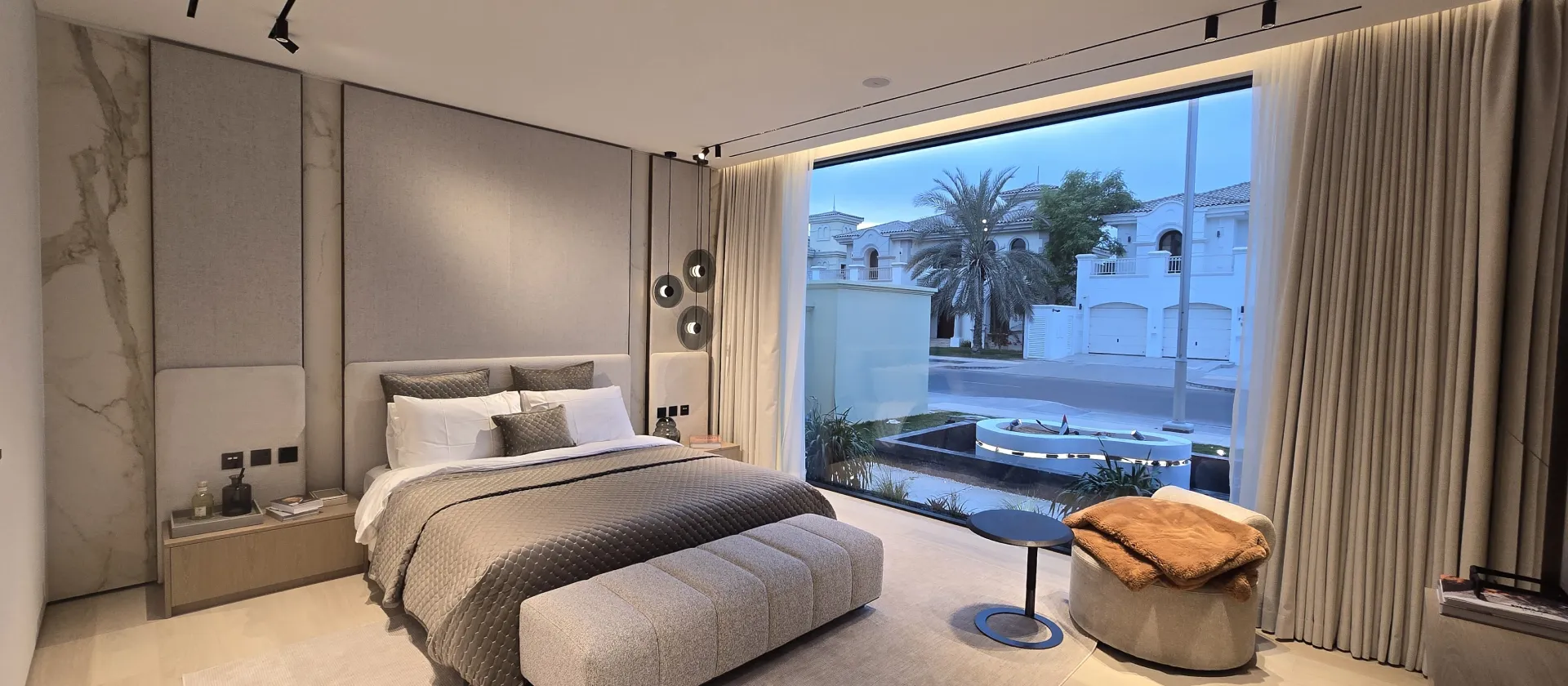 A modern stylish bedroom upgrade with new design and furniture for a Palm Jumeirah villa