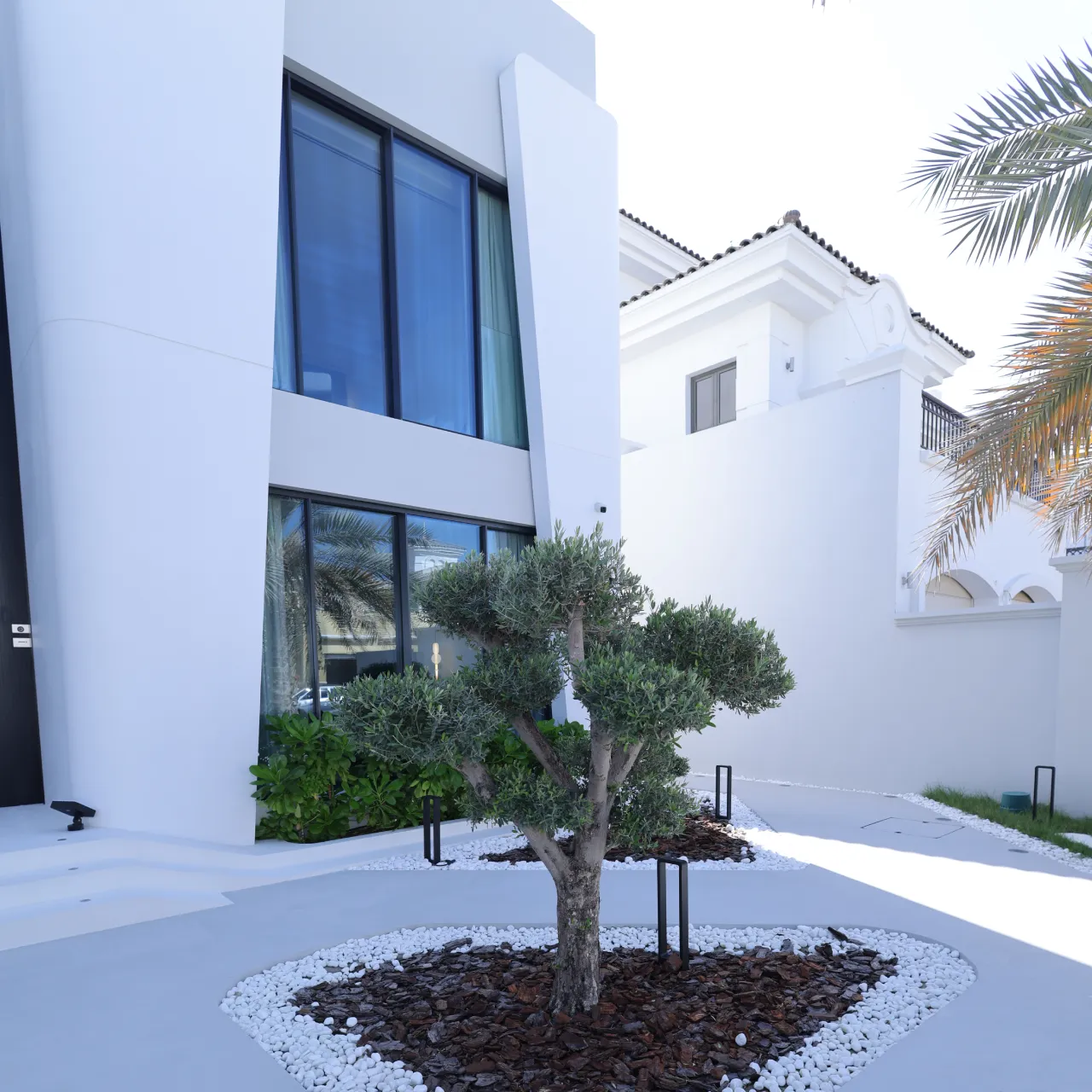 Redesigned entrance garden and pathway after Palm Jumeirah villa renovation