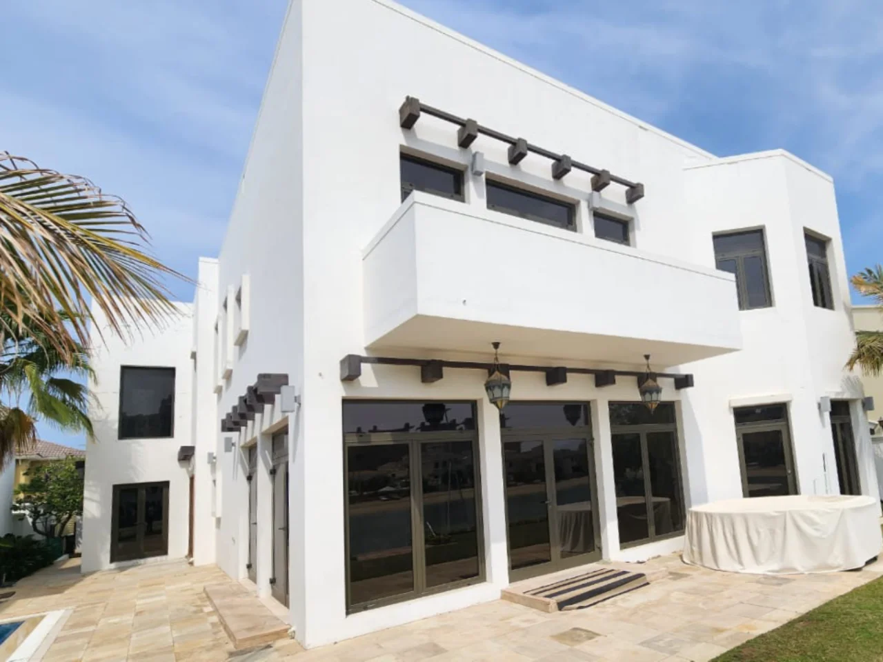 Original rear elevation and pool terrace of a Palm Jumeirah Garden Home