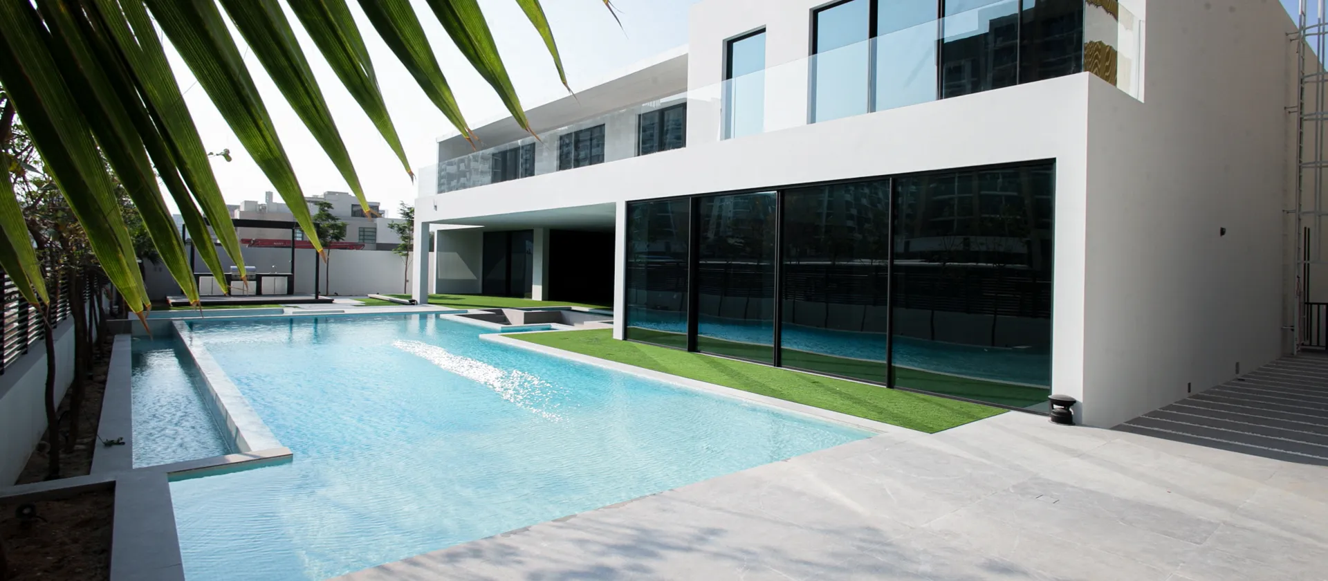 New swimming pool constructed with Casa Azul luxury villa in Sobha Hartland Dubai