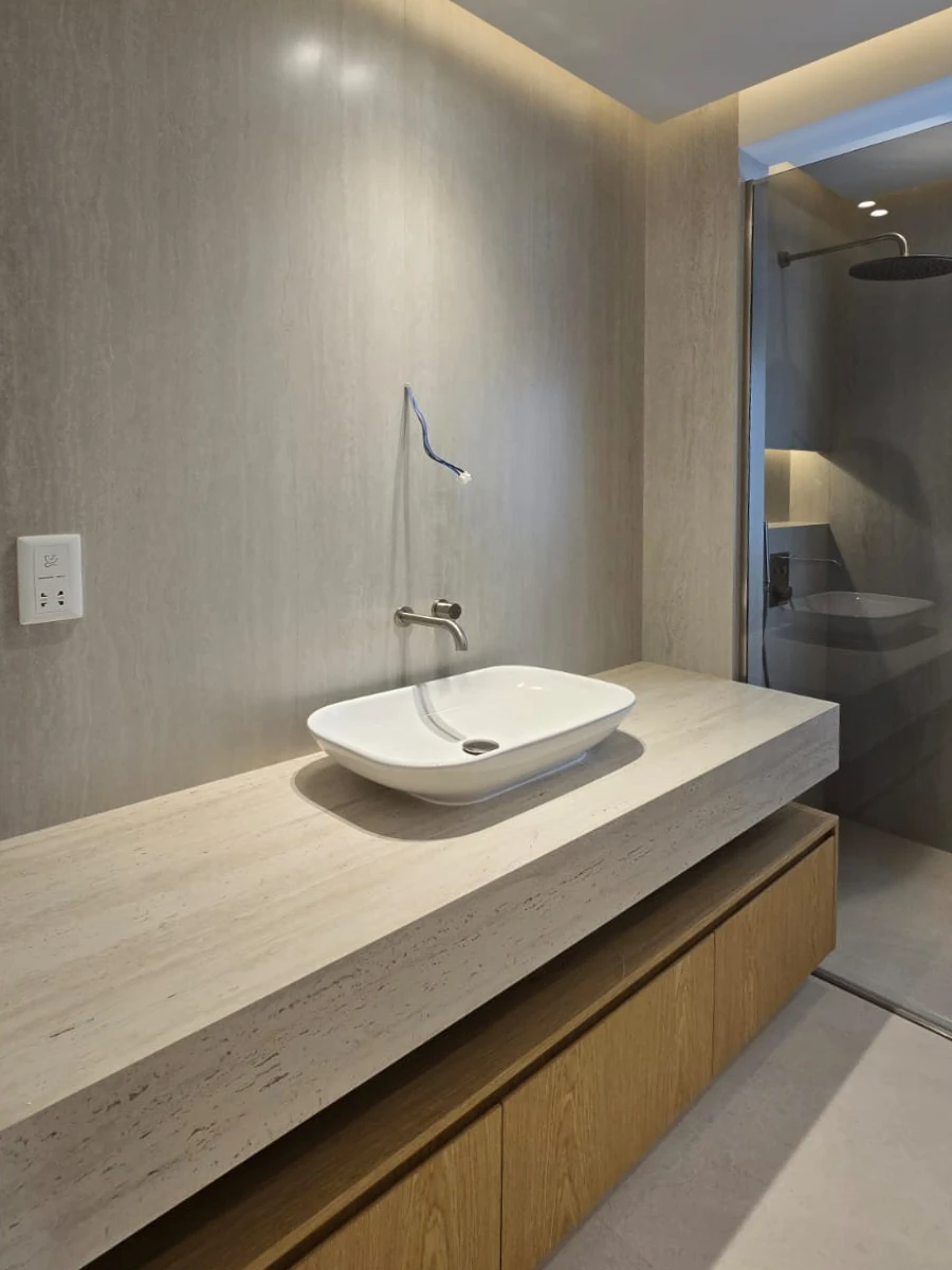 Meadows bathroom after renovation with a floating vanity